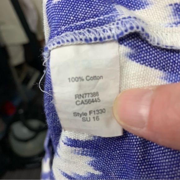 MADEWELL White Blue Southwestern Off Shoulder Top Coastal Pullover Blouse Sz M - Picture 8 of 11